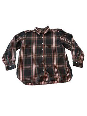 Free Assembly Mens Shirt M Black Red Cotton Plaid Button Up Business Casual Prep